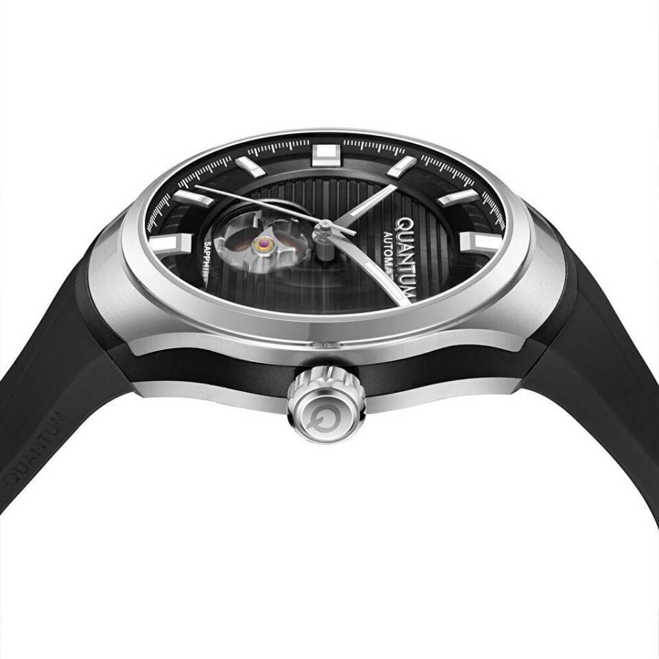 Quantum QMG1203.351 Otomatik Silikon Siyah Safir Cam 10 ATM 43 mm Erkek kol Saati