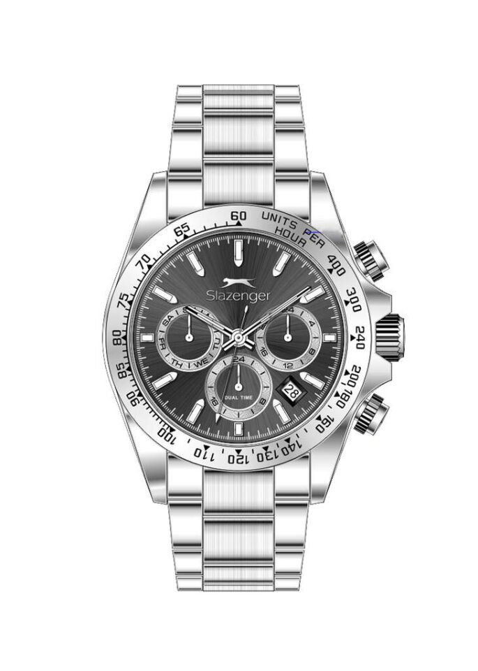 Slazenger SL.09.2512.2.05 Quartz Çelik Gri Siyah Kadran 40 mm Erkek Kol Saati