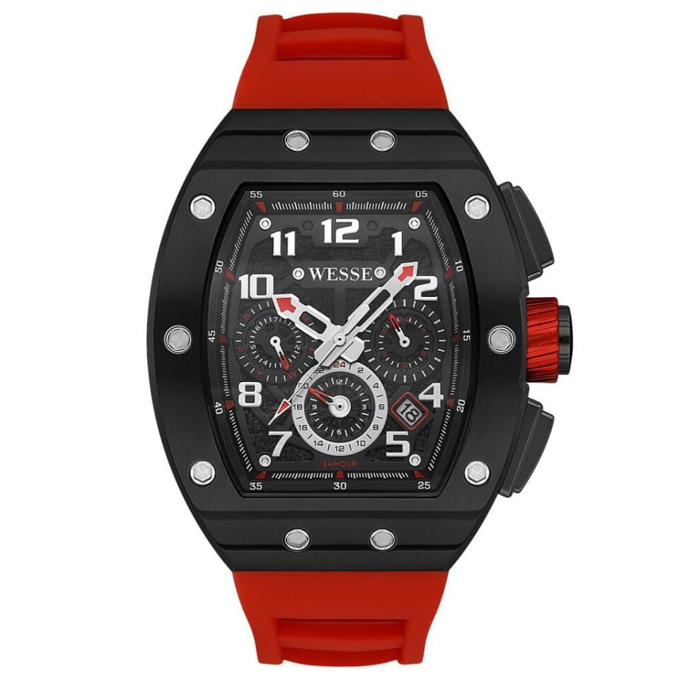 Wesse WWG402505 Quartz Silikon Kırmızı 43 mm Erkek Kol Saati