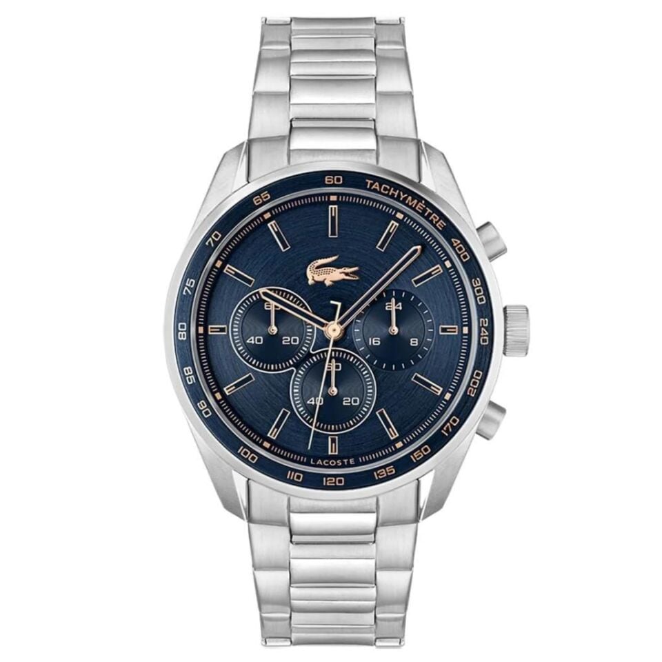 Lacoste 2011380 Quartz Çelik Gri Mavi Kadran 42 mm Erkek Kol Saati
