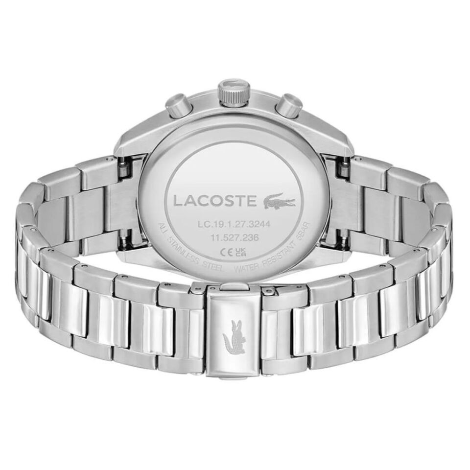 Lacoste 2011380 Quartz Çelik Gri Mavi Kadran 42 mm Erkek Kol Saati