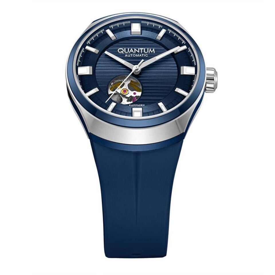 Quantum QMG1203.999 Otomatik Silikon Lacivert Safir Cam 43 mm Erkek Kol Saati