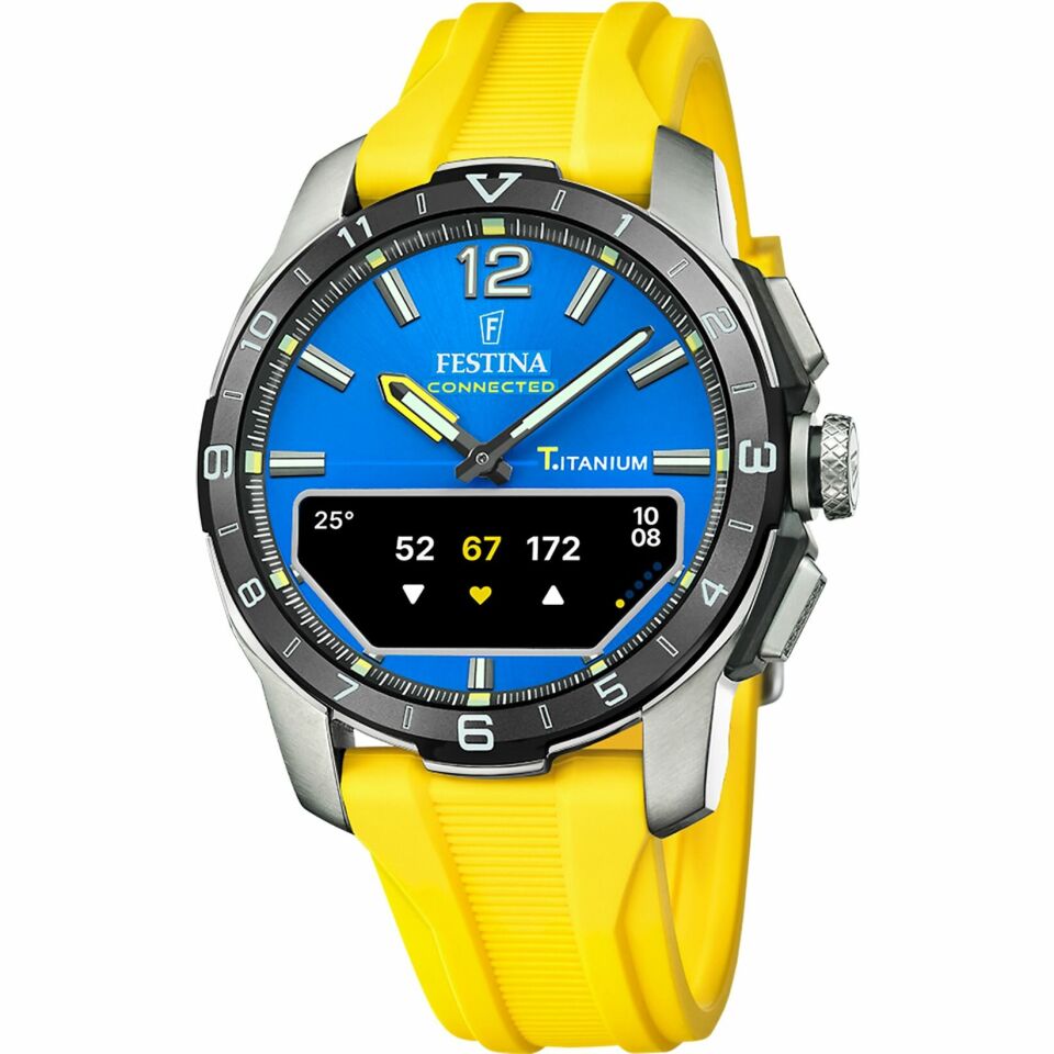 Festina F23000/8 Connected Quartz Analog/Dijital Silikon Sarı Titanyum Kasa Mavi Kadran 44 mm Erkek Kol Saati