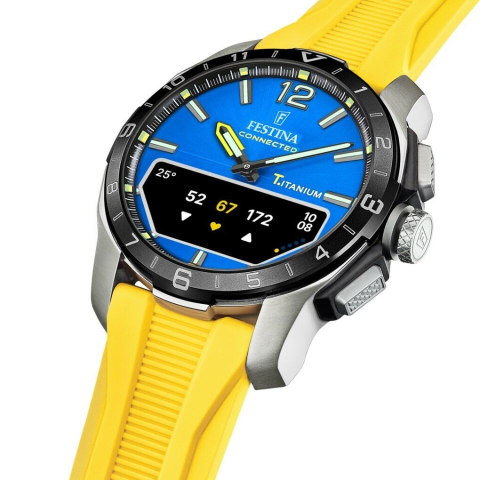 Festina F23000/8 Connected Quartz Analog/Dijital Silikon Sarı Titanyum Kasa Mavi Kadran 44 mm Erkek Kol Saati