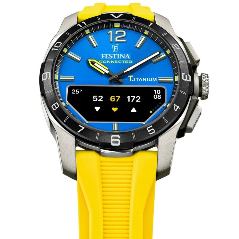 Festina F23000/8 Connected Quartz Analog/Dijital Silikon Sarı Titanyum Kasa Mavi Kadran 44 mm Erkek Kol Saati