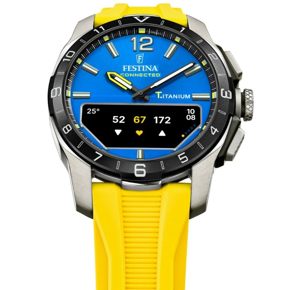 Festina F23000/8 Connected Quartz Analog/Dijital Silikon Sarı Titanyum Kasa Mavi Kadran 44 mm Erkek Kol Saati