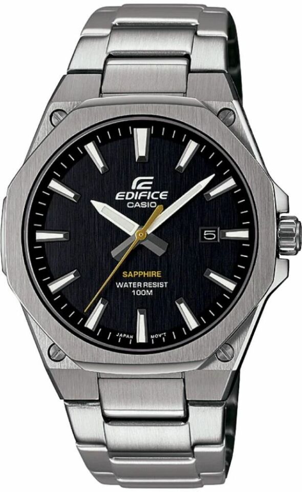 Casio EFR-S108D-1AVUDF Edifice Quartz Çelik Gri Siyah Kadran 40 mm Erkek Kol Saati