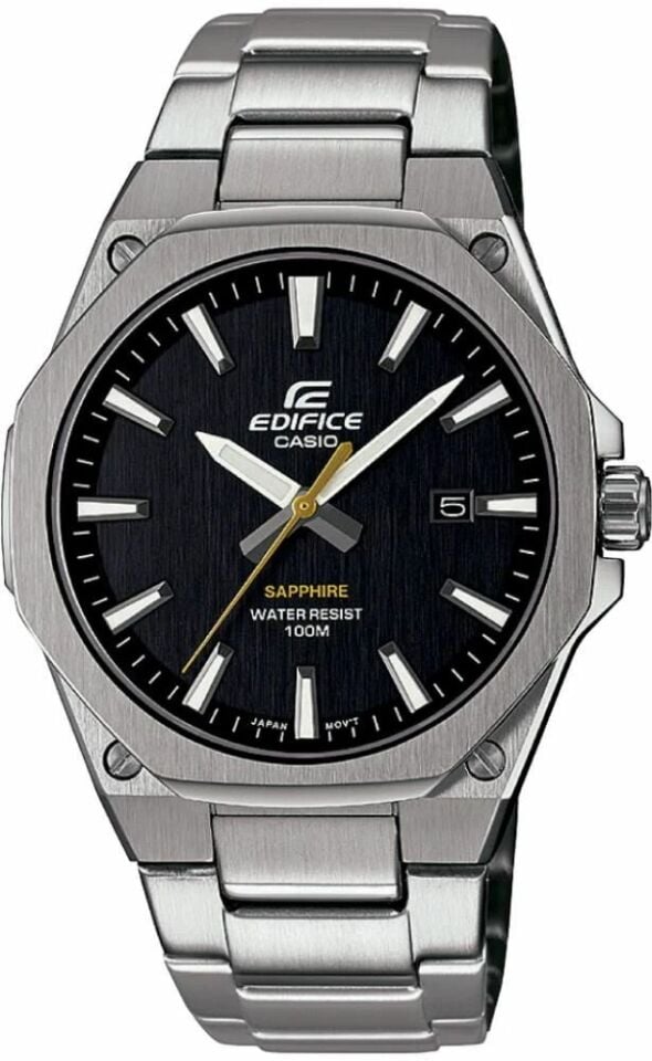 Casio EFR-S108D-1AVUDF Edifice Quartz Çelik Gri Siyah Kadran 40 mm Erkek Kol Saati