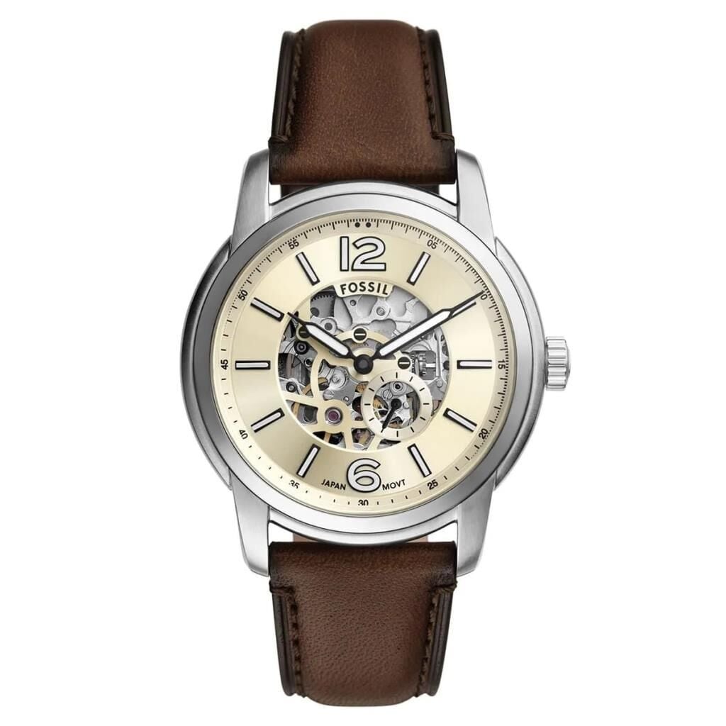 Fossil FME3264 Otomatik Deri Kahverengi Krem Kadran 43 mm Erkek Kol Saati
