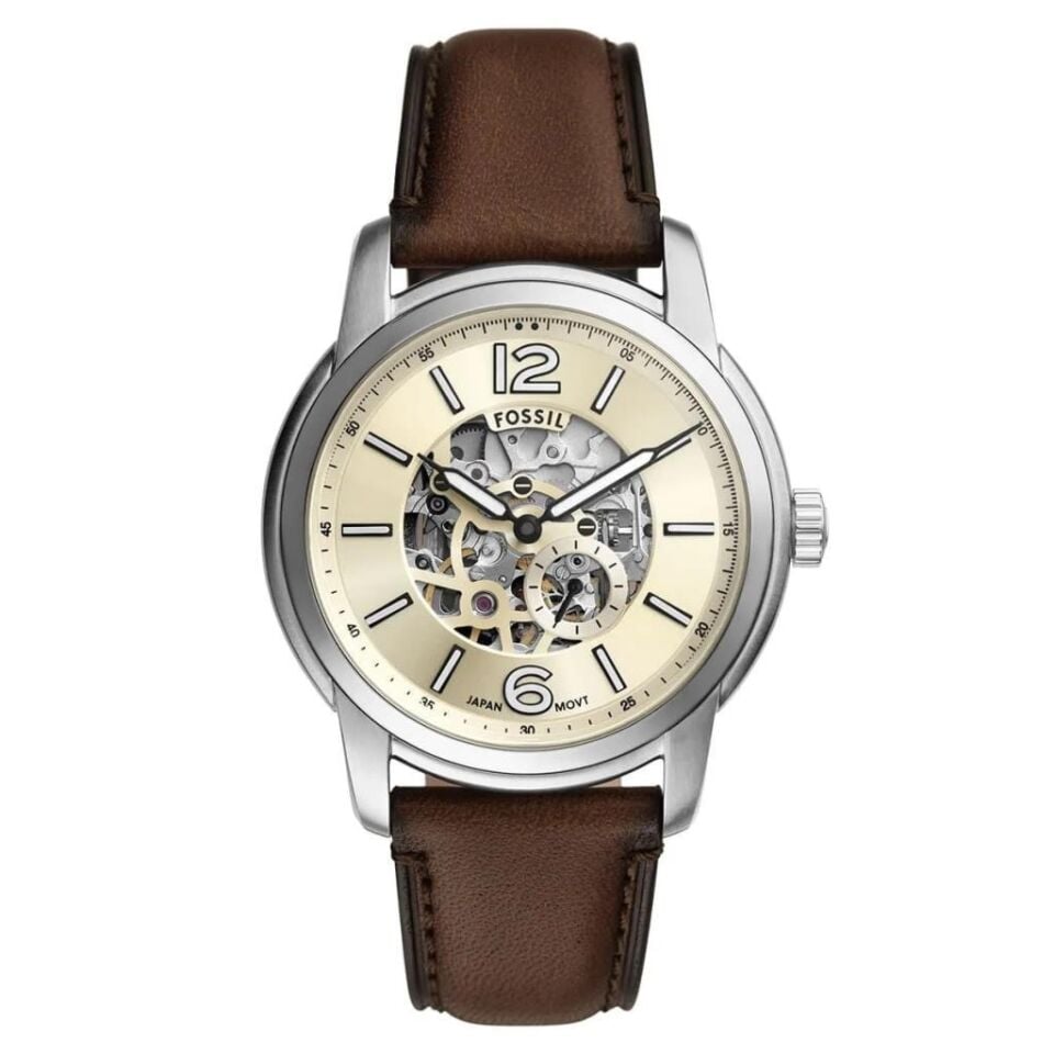Fossil FME3264 Otomatik Deri Kahverengi Krem Kadran 43 mm Erkek Kol Saati