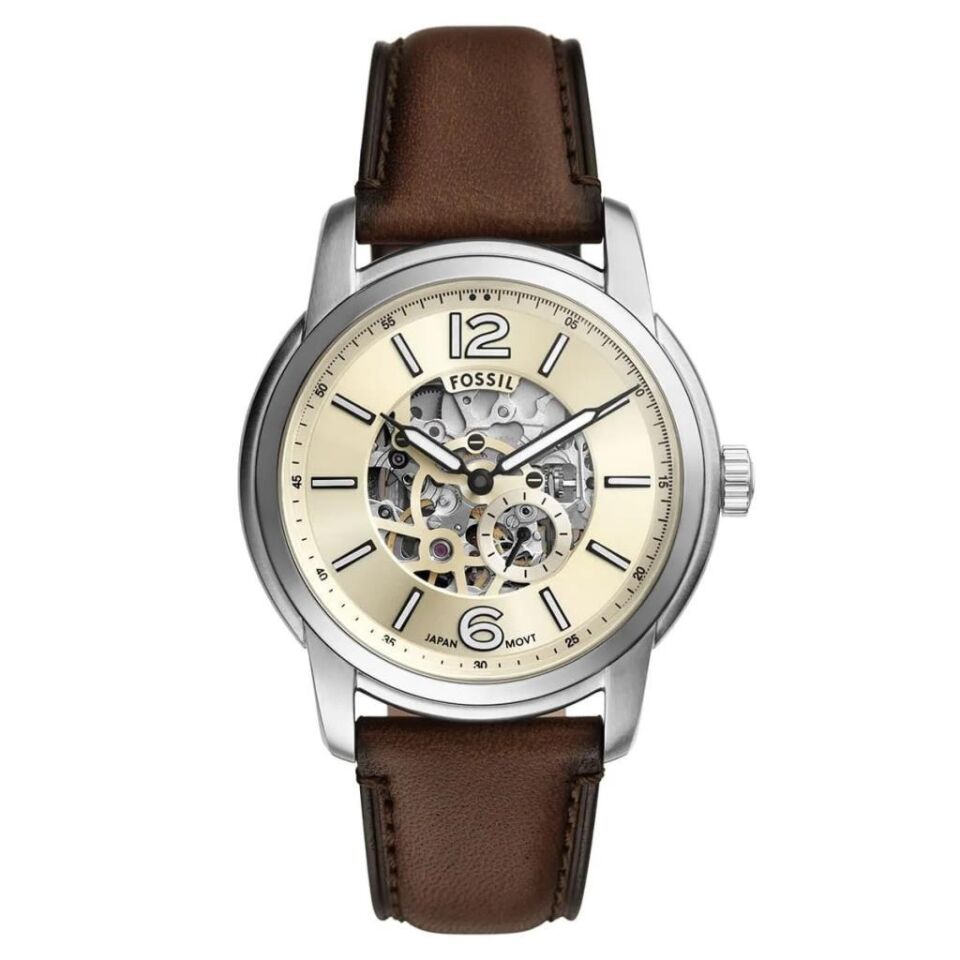 Fossil FME3264 Otomatik Deri Kahverengi Krem Kadran 43 mm Erkek Kol Saati