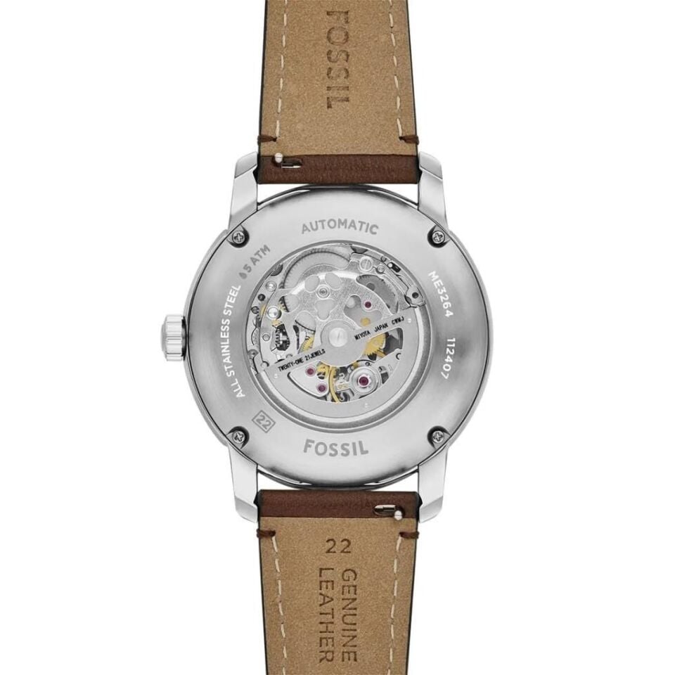 Fossil FME3264 Otomatik Deri Kahverengi Krem Kadran 43 mm Erkek Kol Saati
