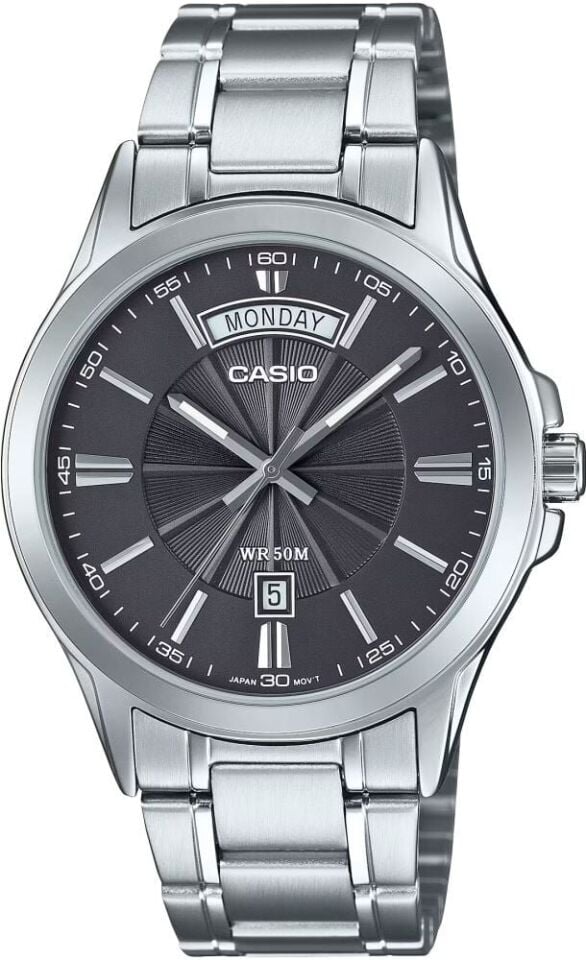 Casio MTP-1381D-8AVDF Quartz Çelik Gri Siyah Kadran 40 mm Erkek Kol Saati