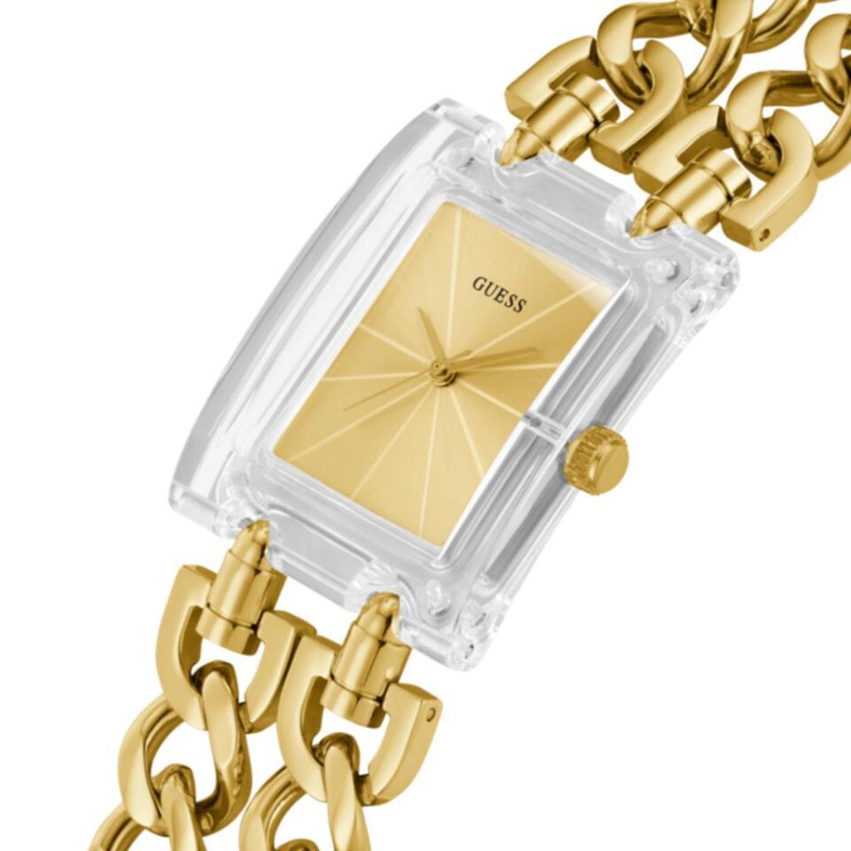 Guess GUGW0669L1 Quartz Çelik Altın Rengi Transparan Kasa  29 mmx38 mm Kadın Kol Saati