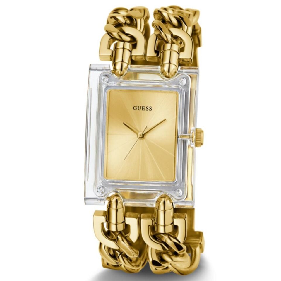 Guess GUGW0669L1 Quartz Çelik Altın Rengi Transparan Kasa  29 mmx38 mm Kadın Kol Saati