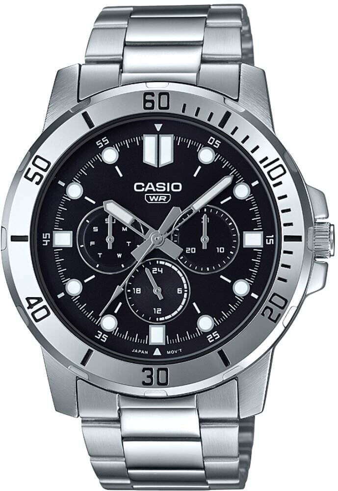 Casio MTP-VD300D-1EUDF Quartz Çelik Gri Siyah Kadran 45 mm Erkek Kol Saati