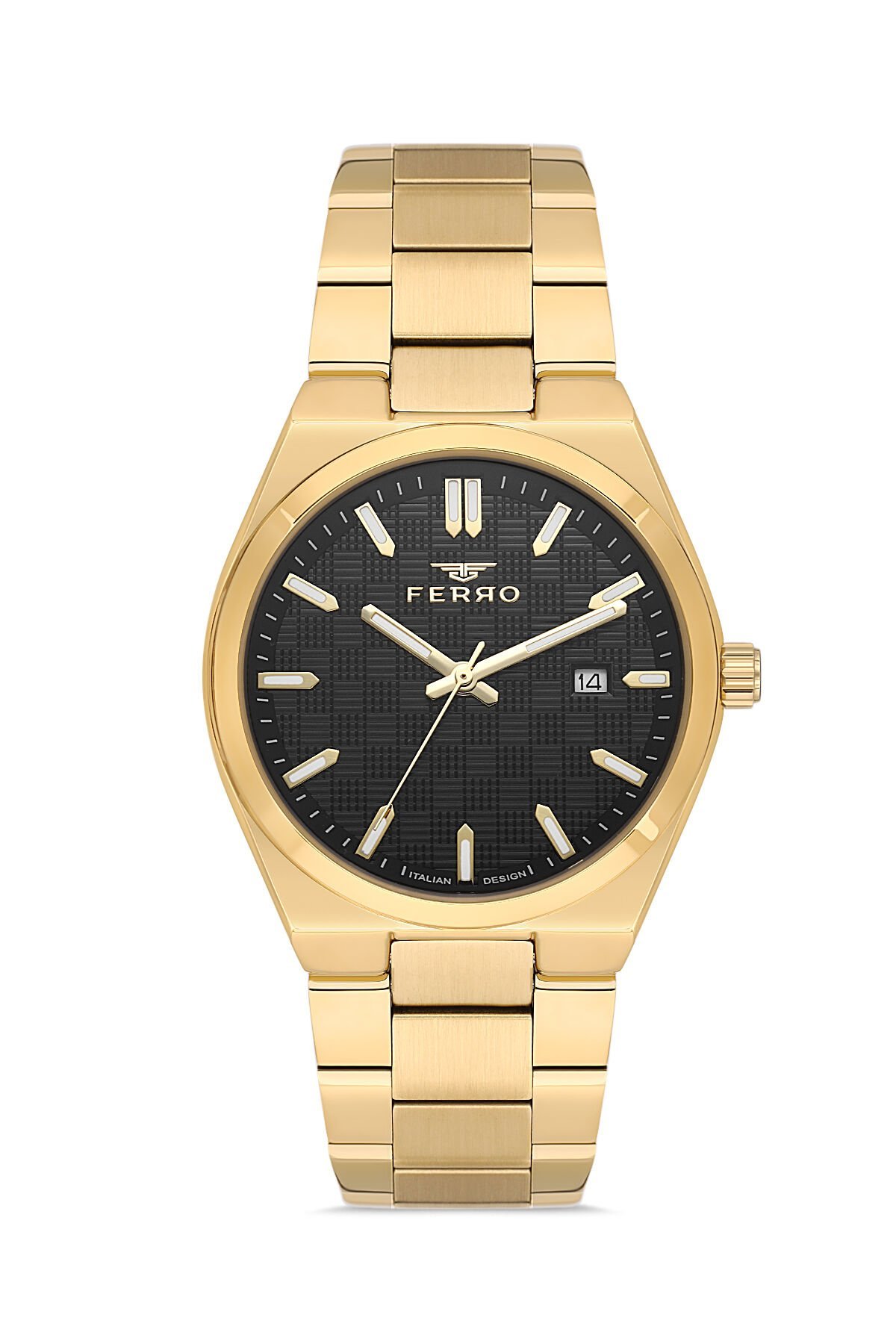 Ferro Sarı Çelik Kordon Erkek Kol Saati FM11630AWT-B2 Fonksiyonları Aktif 3 ATM Su Geçirmez