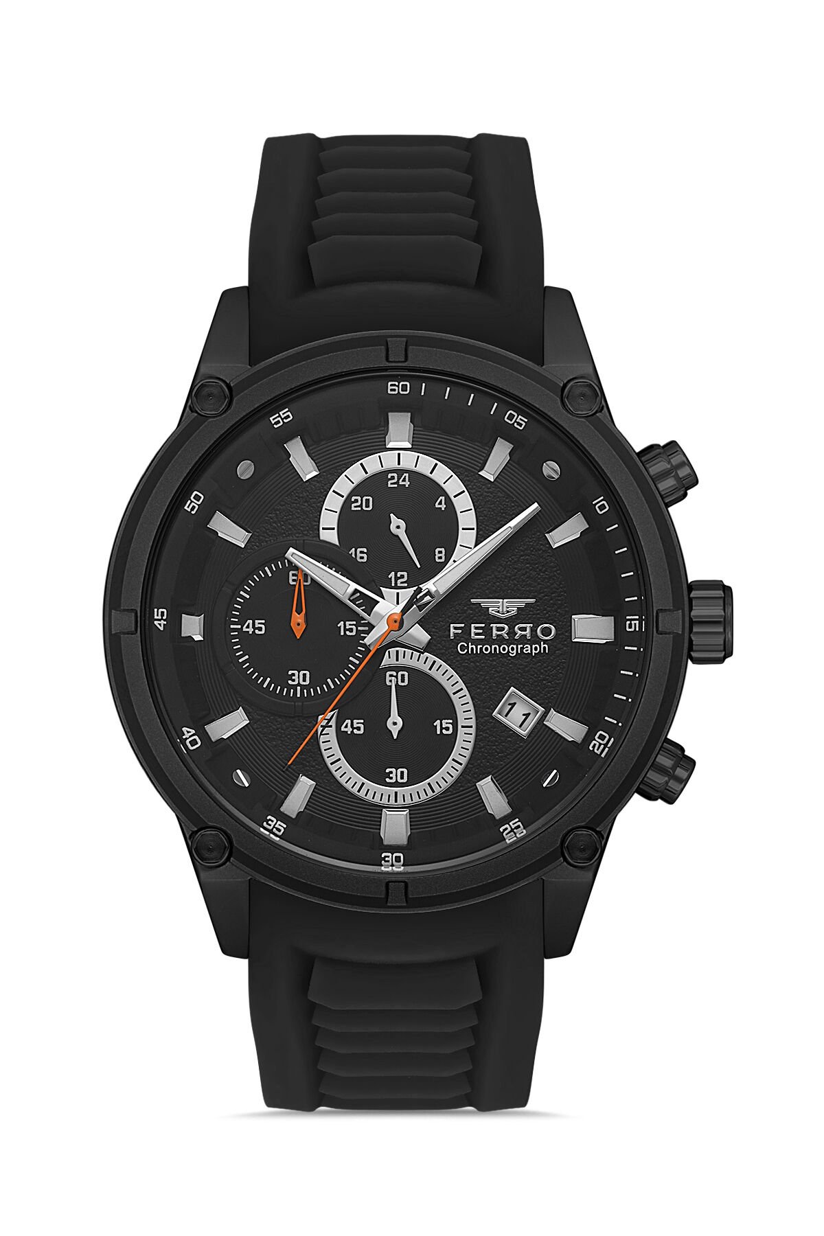 Ferro Siyah Silikon Kordon Erkek Kol Saati FM31363D-G Tüm Fonksiyonlar Aktif 3 ATM Su Geçirmez