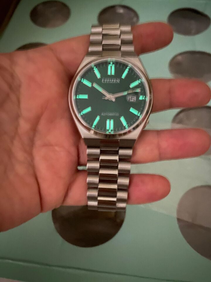 Cıtızen Tsuyosa NJ0150-81X Otomatik Çelik Gri Yeşil Kadran Safir 40 mm Erkek Kol Saati