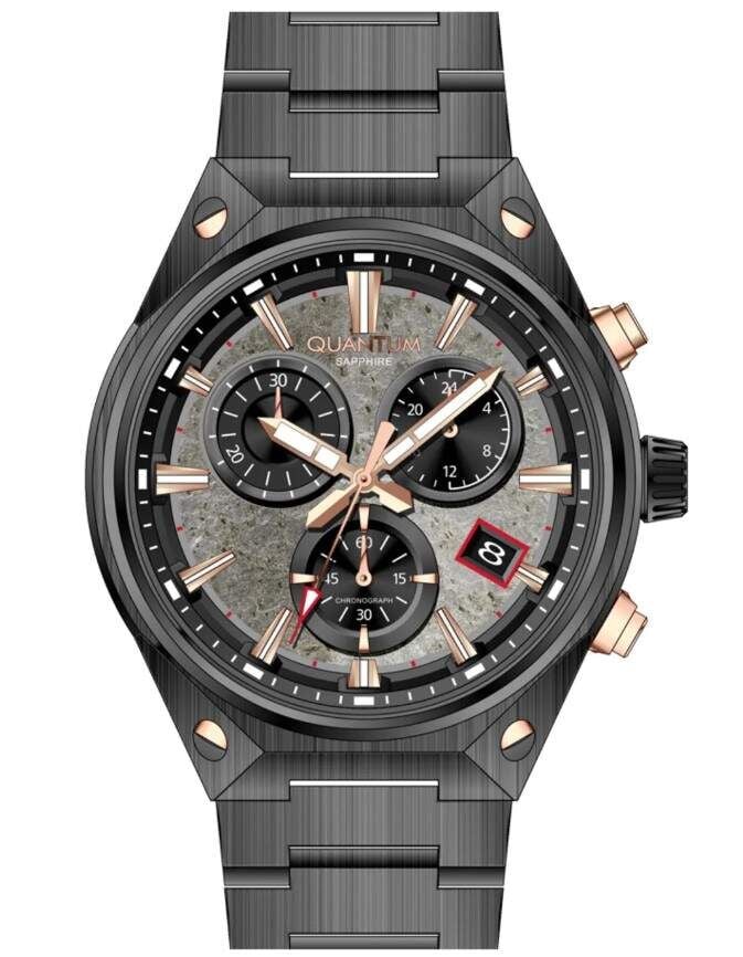Quantum HNG1172.050 Quartz Kronograflı Çelik Siyah 45 mm Erkek Kol Saati