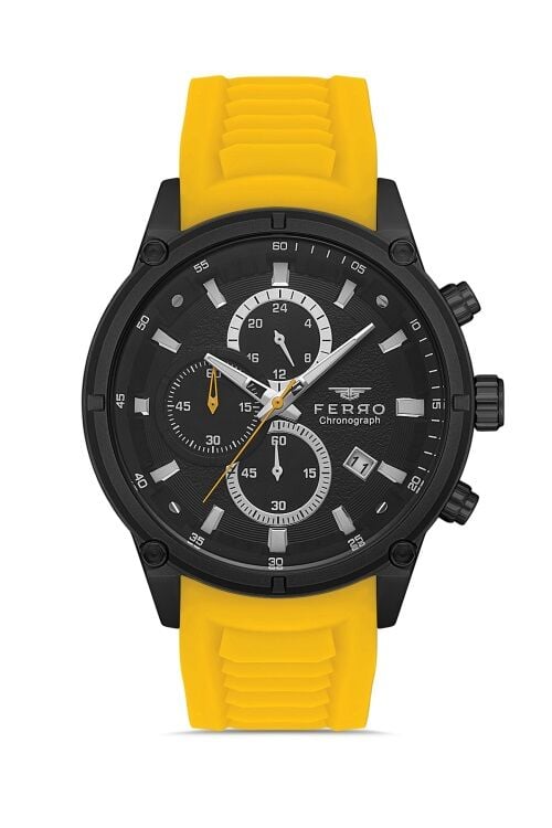 Ferro Sarı Silikon Kordon Erkek Kol Saati FM31363D-ZN Tüm Fonksiyonlar Aktif 3 ATM Su Geçirmez