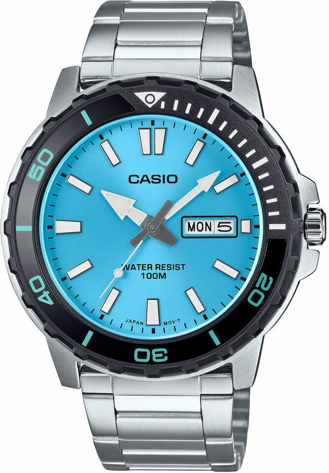 Casio MTD-125D-2A3VDF Quartz Çelik Gri Turkuaz Kadran 10 ATM 46 mm Erkek Kol Saati