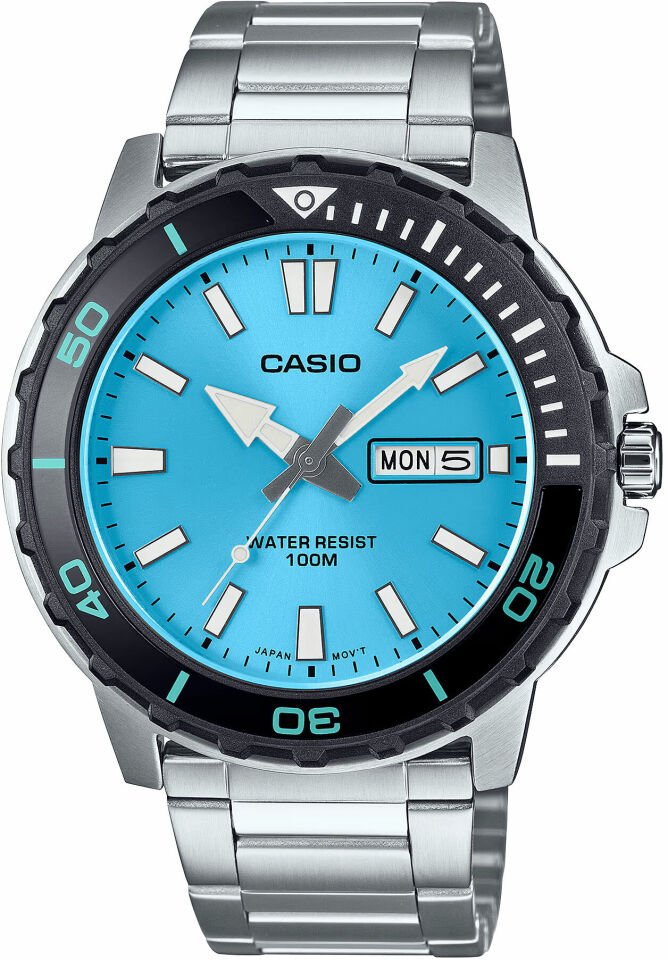 Casio MTD-125D-2A3VDF Quartz Çelik Gri Turkuaz Kadran 10 ATM 46 mm Erkek Kol Saati