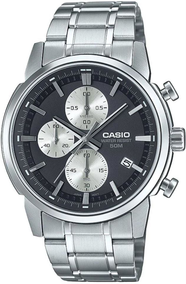 Casio MTP-E510D-1A2VDF Quartz Çelik Gri Siyah Kadran 42 mm Erkek Kol Saati