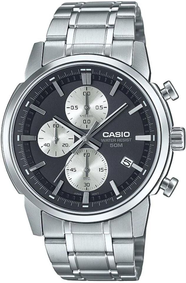 Casio MTP-E510D-1A2VDF Quartz Çelik Gri Siyah Kadran 42 mm Erkek Kol Saati