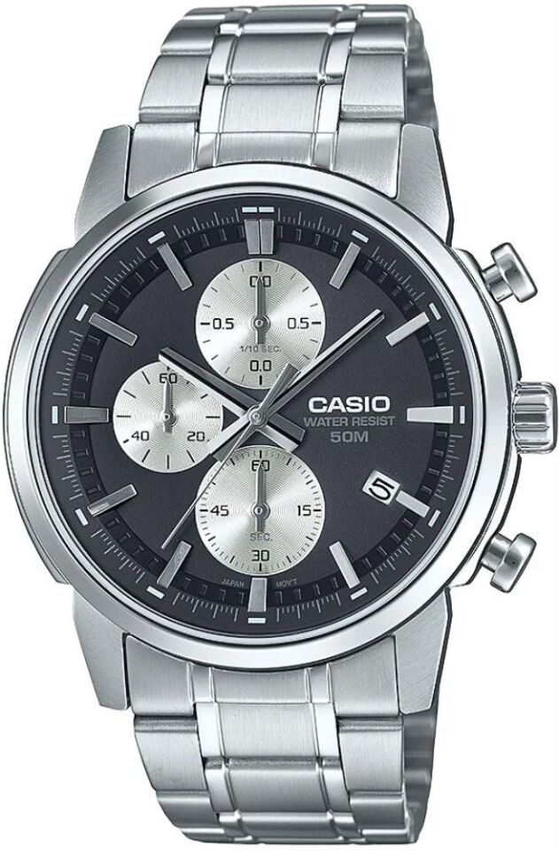 Casio MTP-E510D-1A2VDF Quartz Çelik Gri Siyah Kadran 42 mm Erkek Kol Saati