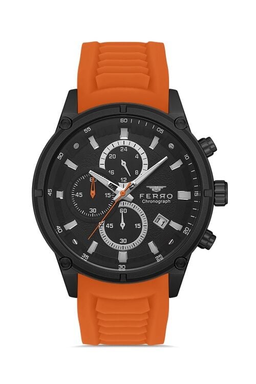 Ferro Turunucu Silikon Kordon Erkek Kol Saati FM31363D-ZL Tüm Fonksiyonlar Aktif 3 ATM Su Geçirmez