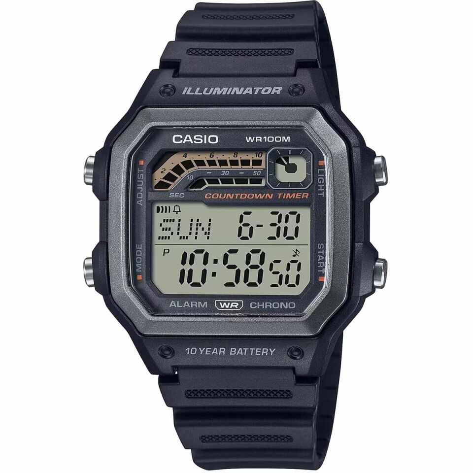 Casio WS-1600H-1AVDF Quartz Silikon Siyah 10 ATM 42 mm Erkek Kol Saati