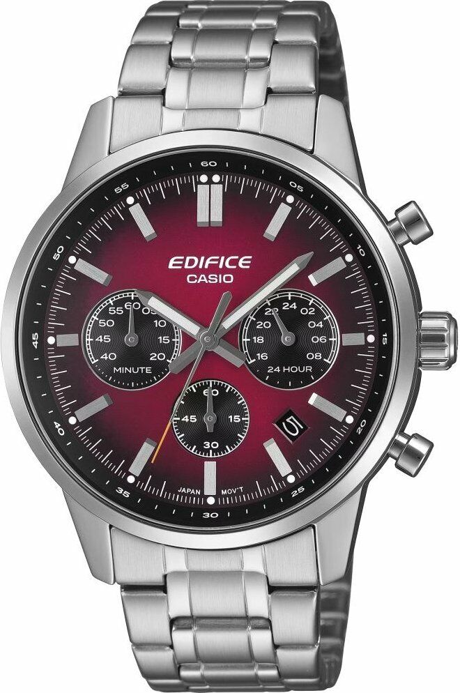 Casio EFR-575D-4ADF Edifice Quartz Çelik Gri Bordo Kadran 10 ATM 41 mm Erkek Kol Saati