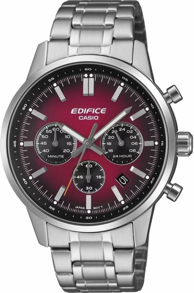 Casio EFR-575D-4ADF Edifice Quartz Çelik Gri Bordo Kadran 10 ATM 41 mm Erkek Kol Saati