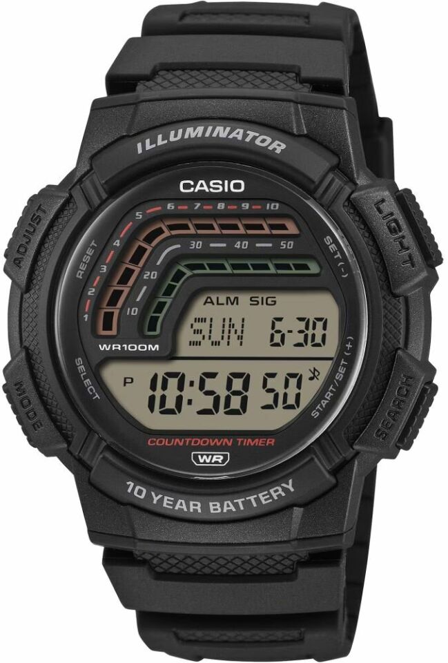 Casio WS-1800-1AVDF Quartz Siyah Silikon Kordon 10 ATM 45 mm Erkek Kol Saati