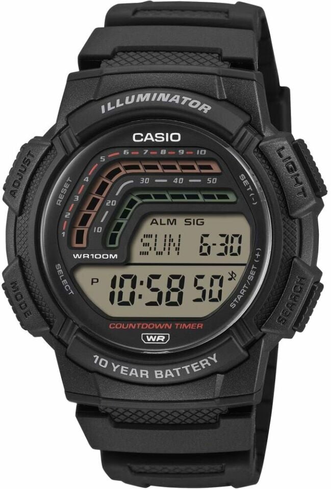 Casio WS-1800-1AVDF Quartz Siyah Silikon Kordon 10 ATM 45 mm Erkek Kol Saati