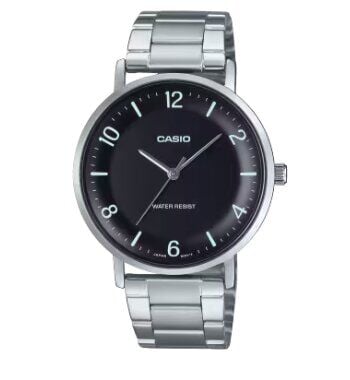 Casio MTP-VT03D-1BDF Quartz Çelik Gri Siyah Kadran 40 mm Erkek Kol Saati