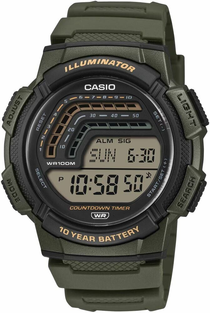 Casio WS-1800-3AVDF Quartz Silikon Kordon Yeşil 10 ATM 45 mm Erkek Kol Saati
