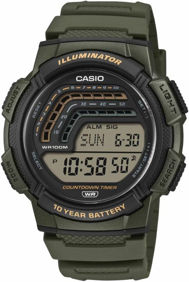 Casio WS-1800-3AVDF Quartz Silikon Kordon Yeşil 10 ATM 45 mm Erkek Kol Saati