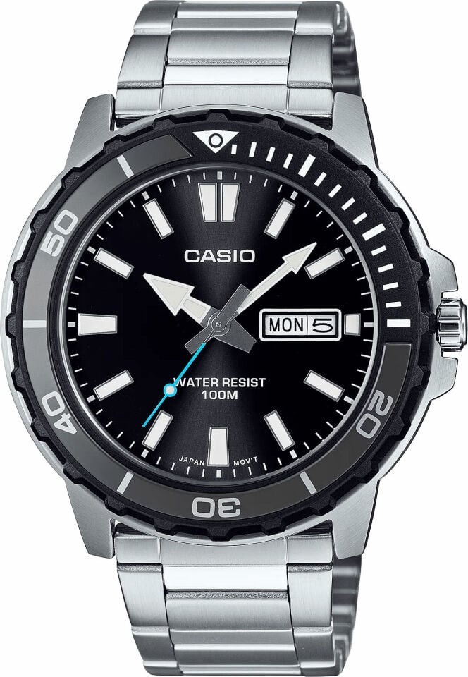 Casio MTD-125D-1A3VDF Quartz Çelik Gri Siyah Kadran 10 ATM 46 mm Erkek Kol Saati