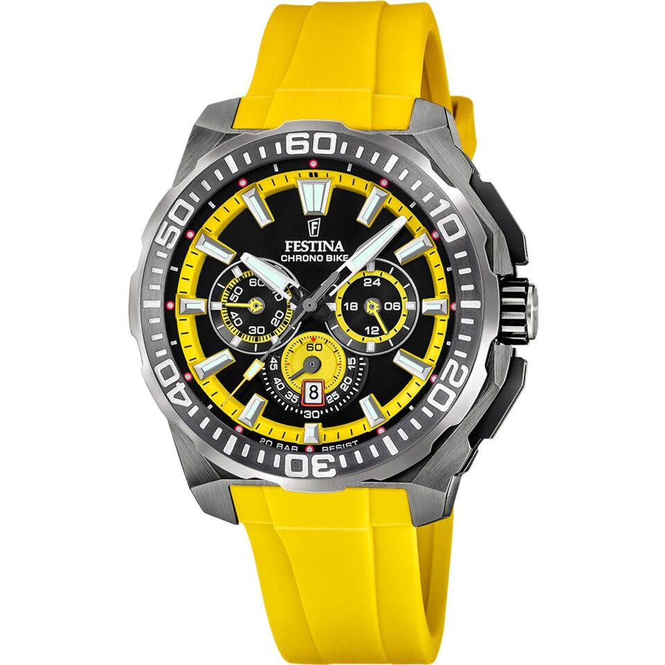 Festina F20725/1 Chrono Bike Quartz Silikon Sarı 20 ATM 46 mm Erkek Kol Saati