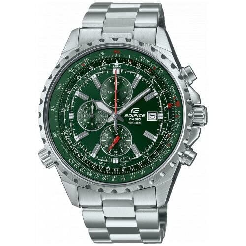 Casio EF-527D-3AVUDF Edifice Quartz Çelik Gri Yeşil Kadran 10 ATM 46 mm Erkek Kol Saati