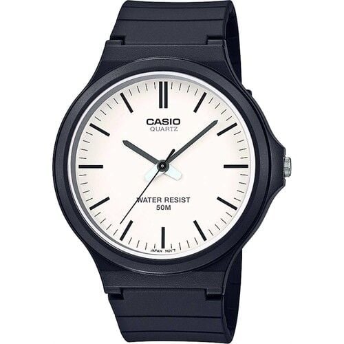Casio MW-240-7EVDF Quartz Silikon Siyah Beyaz Kadran 44 mm Erkek Kol Saati