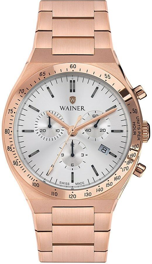 Wainer WA.10100-D Quartz Swiss Made 42 mm Rose Gold Kronolu Erkek Kol Saati