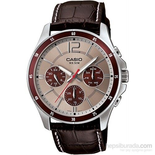 Casio MTP-1374L-7A1VDF Quartz Deri Kahverengi Gri Kadran 44 mm Erkek Kol Saati