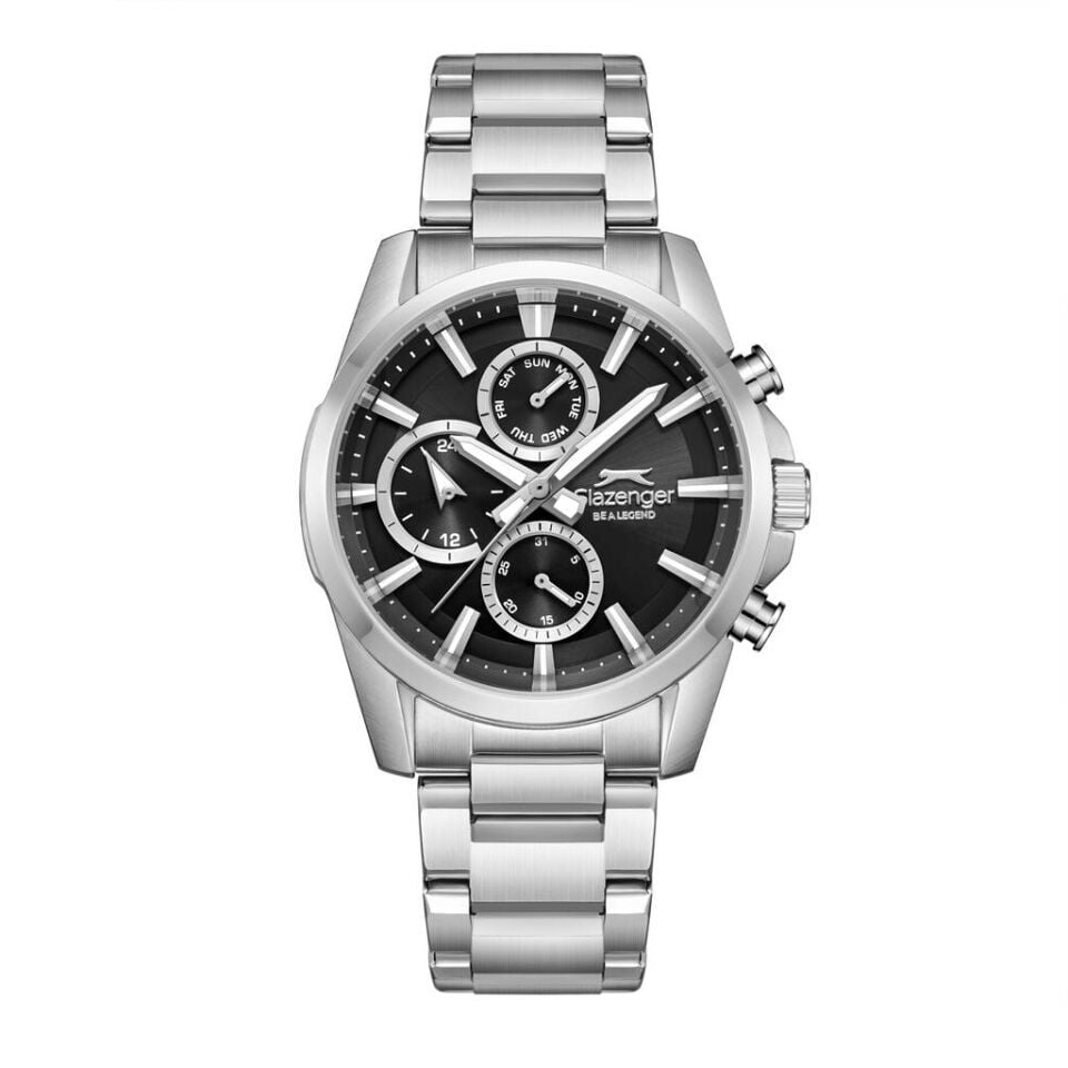 Slazenger SL.09.2522.2.06 Quartz Çelik Gri Siyah Kadran 42 mm Erkek Kol Saati