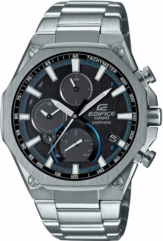 Casio EQB-1100D-1ADR Edifice Solar Çelik Gri Safir 10 ATM 45 mm Erkek Kol Saati