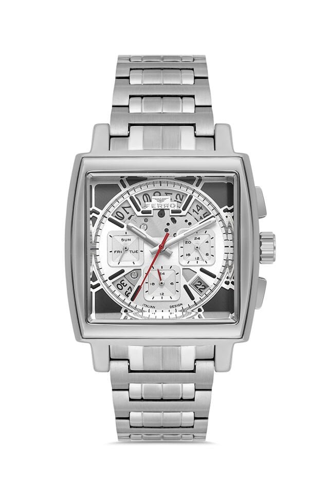 Ferro Gümüş Çelik Kordon Erkek Kordl Saata FM11553A-A Fonksiyonları Aktif 3 ATM Su Geçirmez