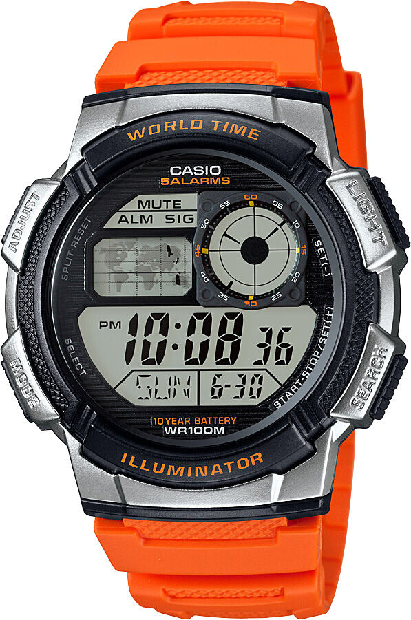 Casio AE-1000W-4BVDF Quartz Silikon Turuncu 10 ATM 44 mm Erkek Kol Saati