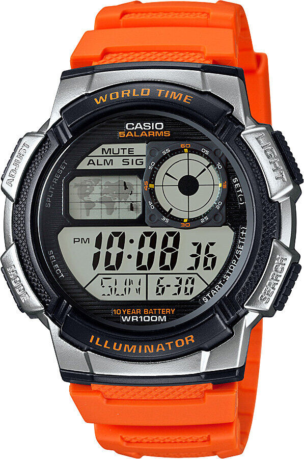 Casio AE-1000W-4BVDF Quartz Silikon Turuncu 10 ATM 44 mm Erkek Kol Saati